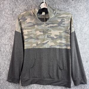 7th Ray Women's 2XL Camo 1/4 Zip Pullover Gray Sweater
